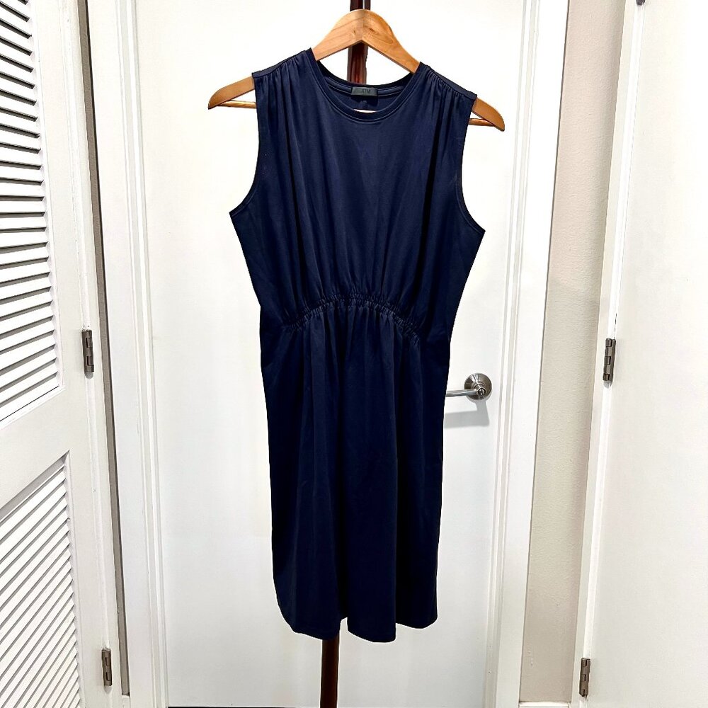 ATM - Sleeveless Ruched Pima Cotton Knit Jersey Dress Size Small - Navy